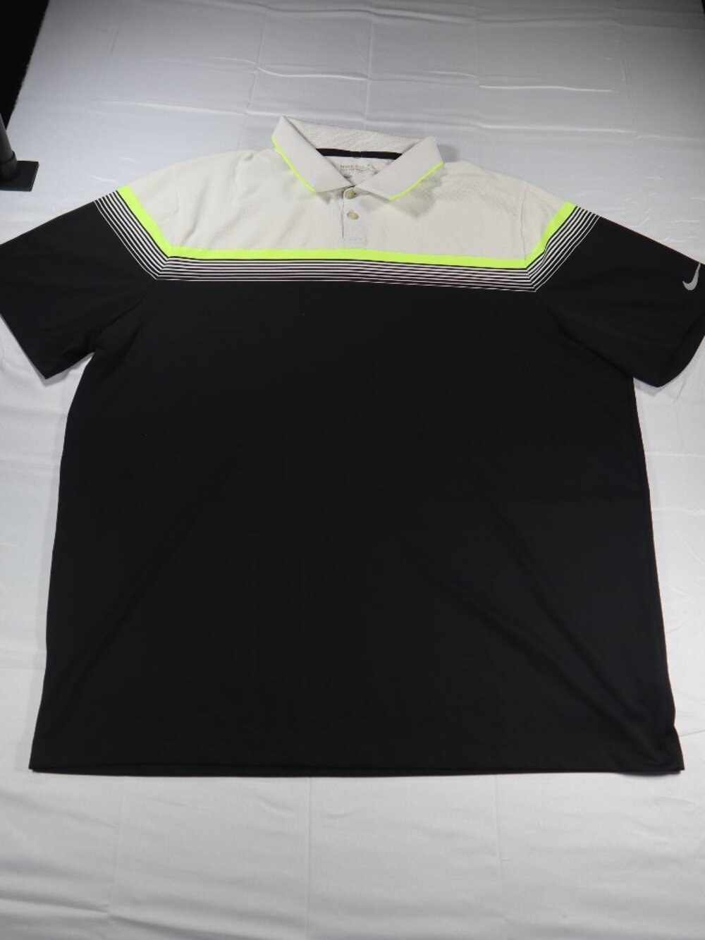 Nike Golf Dri-Fit Tour Performance Momentum Stripe Polo XXL White/Black/Volt